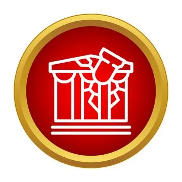 Destroyed ancient temple building ruin icon concept Ilustración de archivo