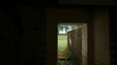 Destroyed and abandoned building, point of view Video stock 112737749