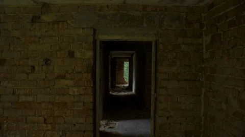 Destroyed and abandoned building, point of view Stock Footage 112742061