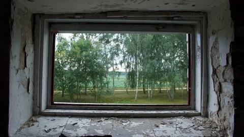 Destroyed and abandoned building, point of view Video stock 112742522
