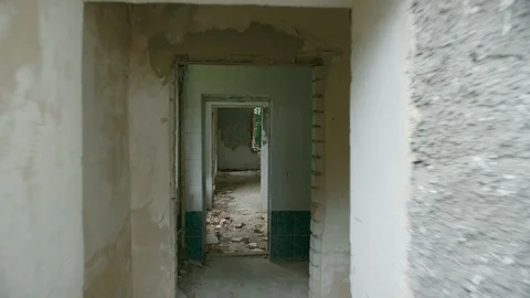 Destroyed and abandoned building, point of view Stock-Footage 112743084