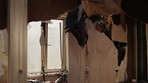 Destroyed apartment after the explosion Stock Footage 199680304