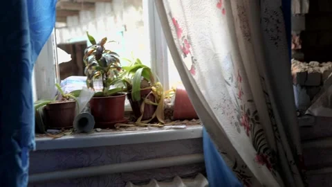 Destroyed bedroom of a house from a shell fired by Russian troops Stock Footage 200121174
