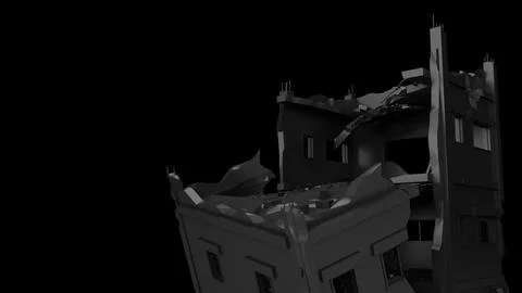 Destroyed black building with copy space Stock Illustration
