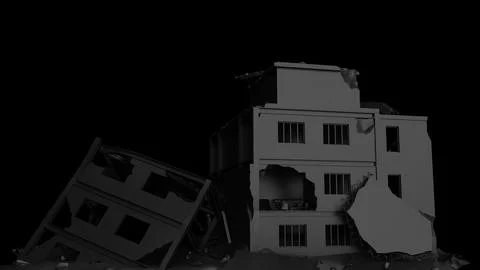 Destroyed black building with copy space Ilustración de archivo