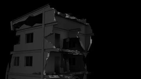 Destroyed black building with copy space Stock Illustration