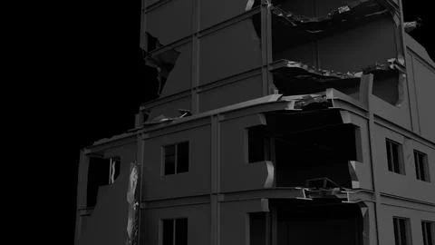 Destroyed black building Ilustración de archivo