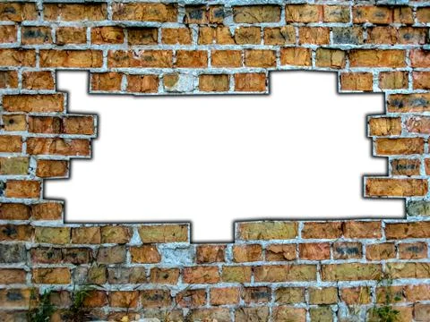 Destroyed brick wall with copyspace for your text Stock Photos