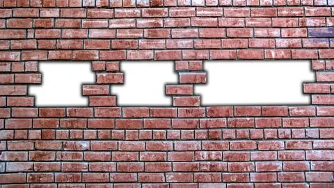 Destroyed brick wall with copyspace for your text Stock Photos