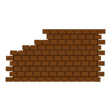 Destroyed brick wall icon, flat style Stock Illustration