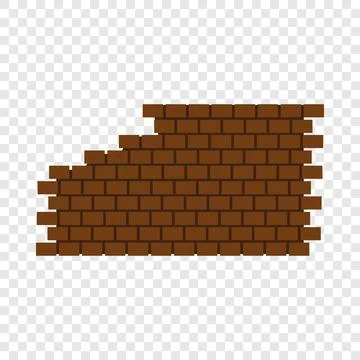 Destroyed brick wall icon, flat style Stock Illustration