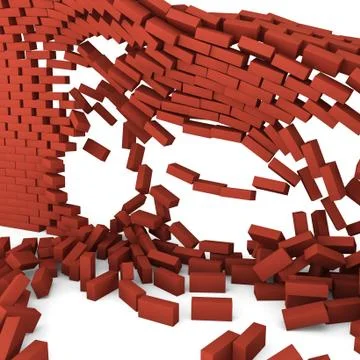 Destroyed brick wall Stock Illustration