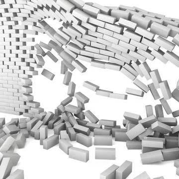 Destroyed brick wall Stock Illustration