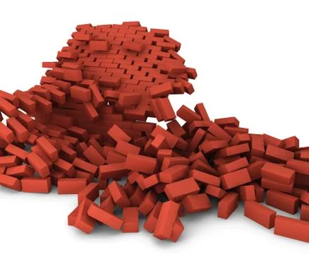 Destroyed brick wall Stock Illustration