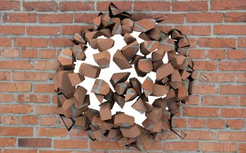 Destroyed brick wall 스톡 일러스트