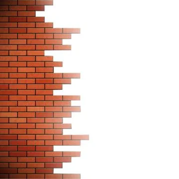 Destroyed brick wall. Isolated on white background. Stock vector Stock Illustration