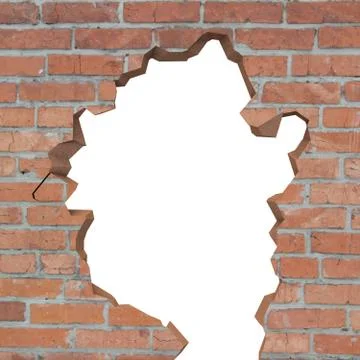 Destroyed brick wall. There is an isolated space for your photo or text Stock Illustration