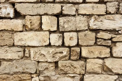 Destroyed bricks. Laying of old destroyed bricks. Vintage background Stock Photos