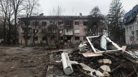 A destroyed building after air attack. Stock Footage 181955378