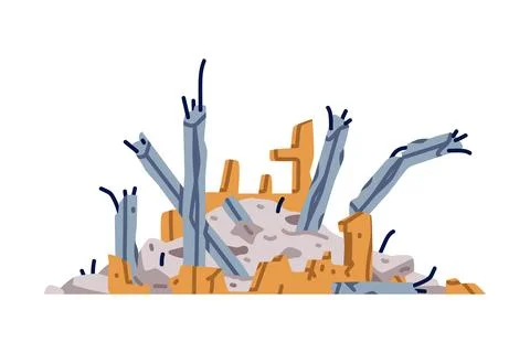 Destroyed Building after War or Earthquake Vector Illustration Ilustración de archivo