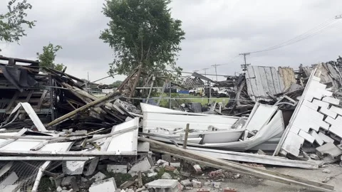 Destroyed Building in Cairo, Illinois Aftermath. Stock Footage 343363719