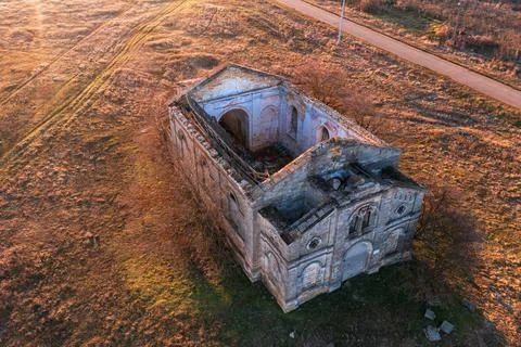 Destroyed building of the Catholic Cathedral Stock Photos