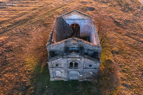 Destroyed building of the Catholic Cathedral Stock Photos