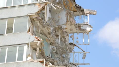 Destroyed building on construction site Stock Footage 96040551