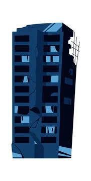 Destroyed building, damaged structure cartoon Ilustración de archivo