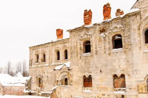 Destroyed building of the Fedorov town, complex of buildings in the town of P Stock Photos