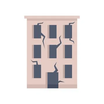 Destroyed building icon flat isolated vector Ilustración de archivo