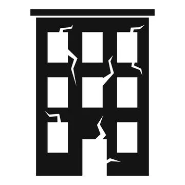 Destroyed building icon, simple style Ilustración de archivo