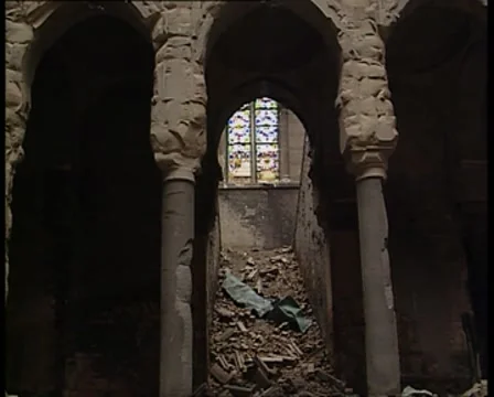 Destroyed building inside Video stock 8766290