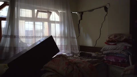 Destroyed building inside in turkey after the earthquake Stock Footage 233778155