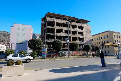 A destroyed building in Mostar Stock Photos