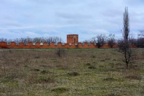 The destroyed building of a room for keeping cows near the village Stock Photos