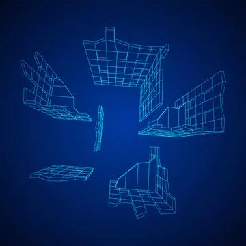Destroyed building ruin and concrete, war destruction concept Stock Illustration
