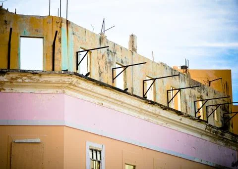 Destroyed building stone Stock Photos