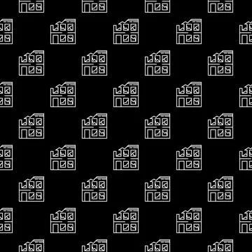 Destroyed Building vector concept dark outline seamless pattern Stock Illustration
