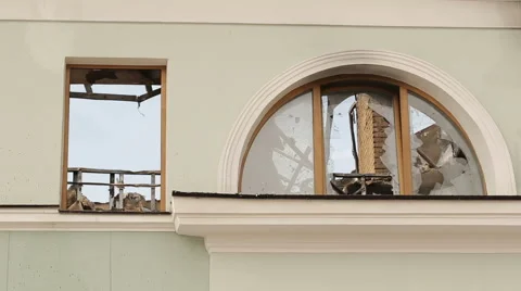 Destroyed Building in War Stock Footage 41492386