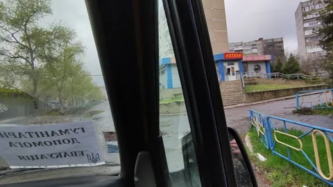 Destroyed Buildings and Shops in Ugledar, Donetsk Region, April 2022 Stock Footage 317218152