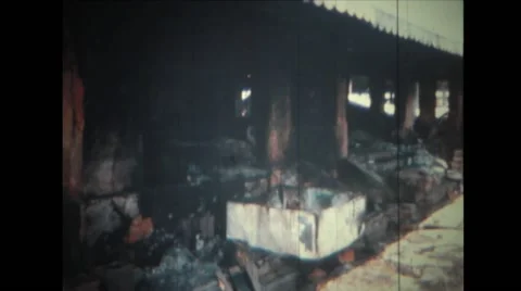 Destroyed buildings with piles of rubble Stock Footage 39932641