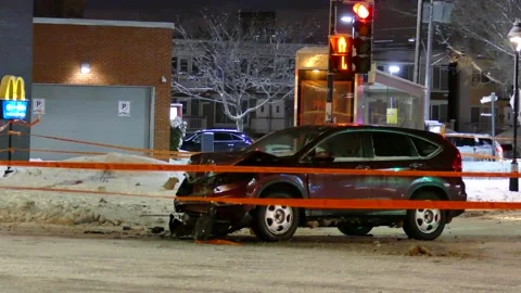 Destroyed car after crash Stock Footage 133274386