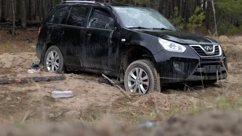 Destroyed car by Russian troops Видео 200133059