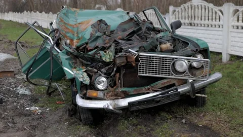 Destroyed car by Russian troops Видео 200133559