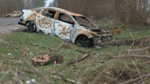 Destroyed car by Russian troops Видео 200919543