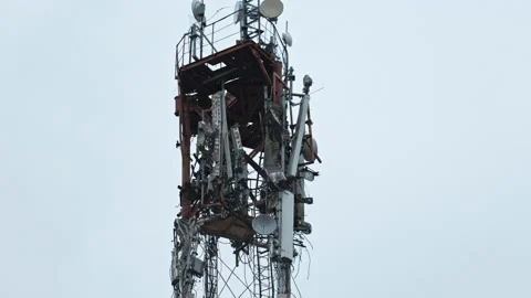 Destroyed cellular communication antenna by the Russian army Stock Footage 200920792