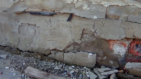 Destroyed cement wall Video stock 74405129