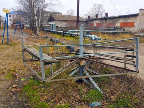 Destroyed children's carousel Foto stock