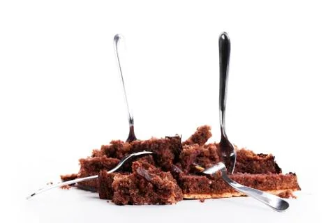 Destroyed chocolate cake Stock Photos